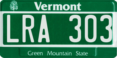 VT license plate LRA303