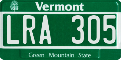 VT license plate LRA305