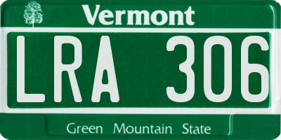 VT license plate LRA306