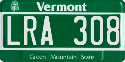 VT license plate LRA308