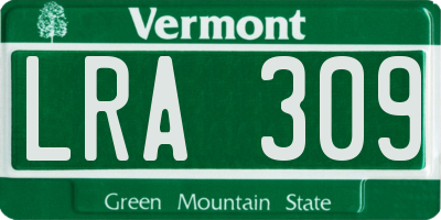 VT license plate LRA309