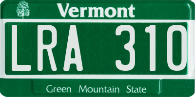 VT license plate LRA310