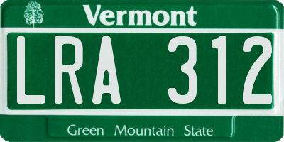 VT license plate LRA312