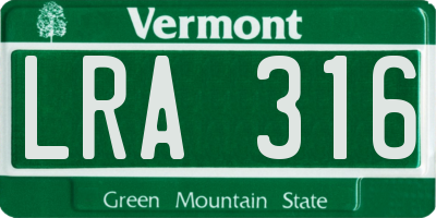 VT license plate LRA316