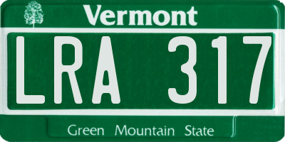 VT license plate LRA317