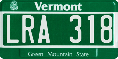 VT license plate LRA318
