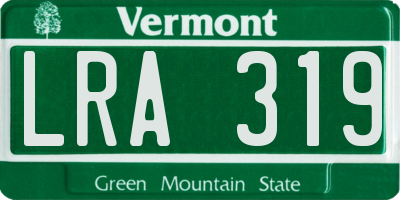 VT license plate LRA319