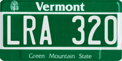 VT license plate LRA320