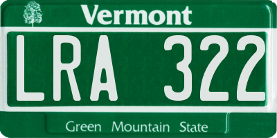 VT license plate LRA322