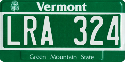 VT license plate LRA324