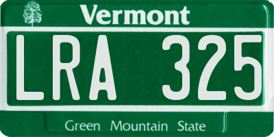 VT license plate LRA325