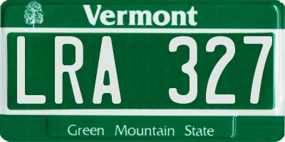 VT license plate LRA327