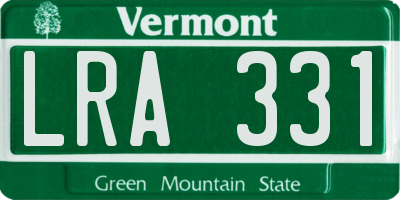VT license plate LRA331