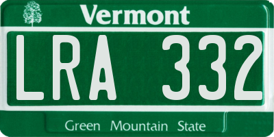 VT license plate LRA332
