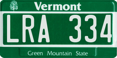VT license plate LRA334