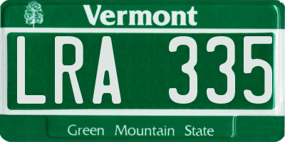 VT license plate LRA335