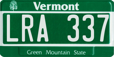 VT license plate LRA337