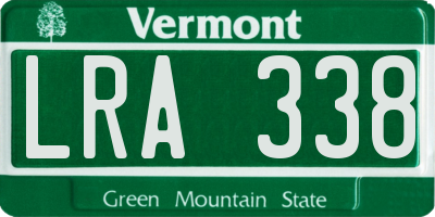 VT license plate LRA338