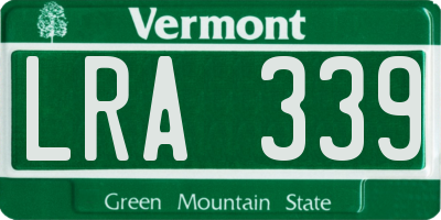 VT license plate LRA339