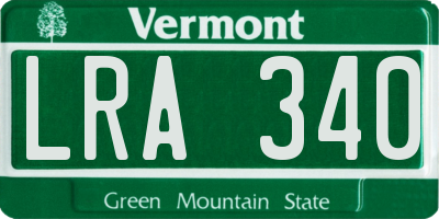 VT license plate LRA340