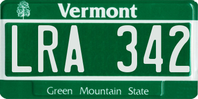 VT license plate LRA342