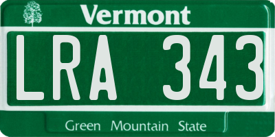 VT license plate LRA343