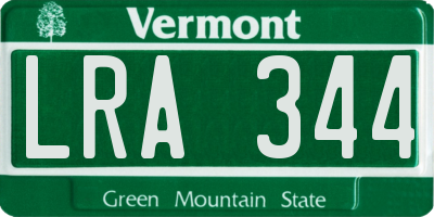 VT license plate LRA344