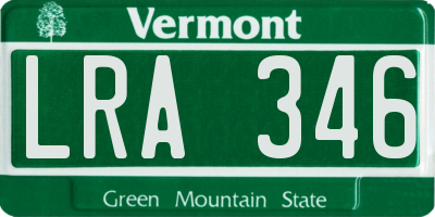 VT license plate LRA346