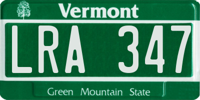 VT license plate LRA347