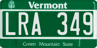 VT license plate LRA349