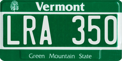 VT license plate LRA350