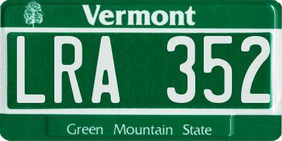 VT license plate LRA352