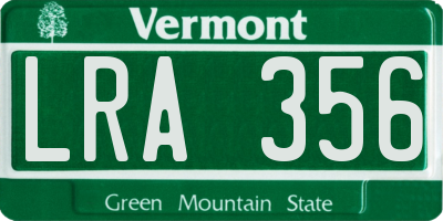 VT license plate LRA356