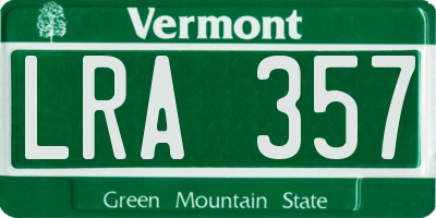 VT license plate LRA357