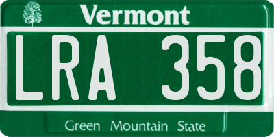 VT license plate LRA358