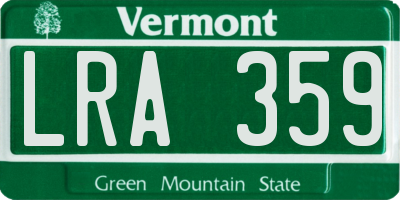 VT license plate LRA359