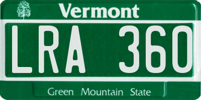 VT license plate LRA360