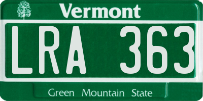 VT license plate LRA363