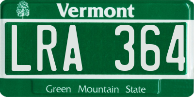 VT license plate LRA364