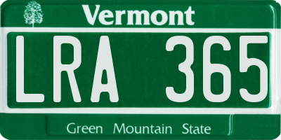 VT license plate LRA365