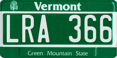 VT license plate LRA366