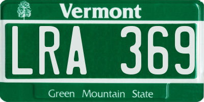 VT license plate LRA369