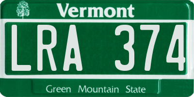VT license plate LRA374