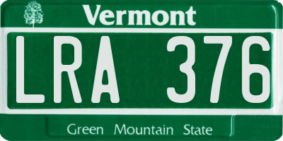 VT license plate LRA376