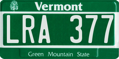 VT license plate LRA377