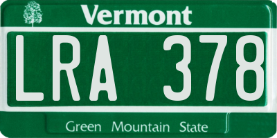 VT license plate LRA378