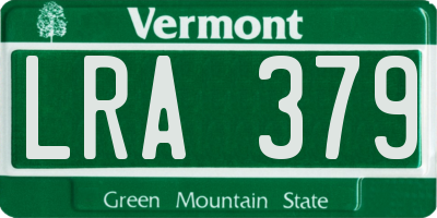 VT license plate LRA379