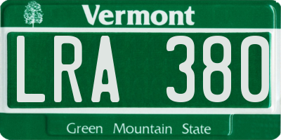 VT license plate LRA380
