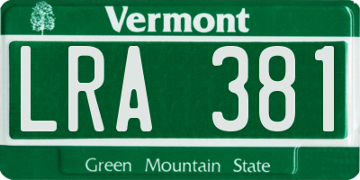 VT license plate LRA381