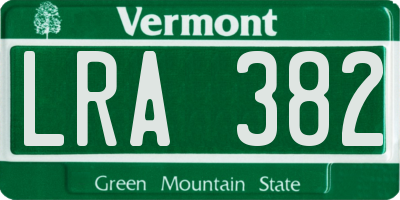 VT license plate LRA382